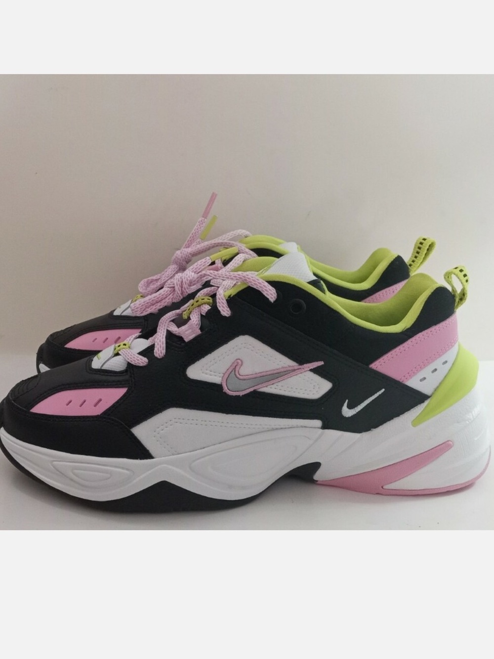 Nike Women’s M2K Tekno Black Pink Neon Low-Top Sneakers size 6.5